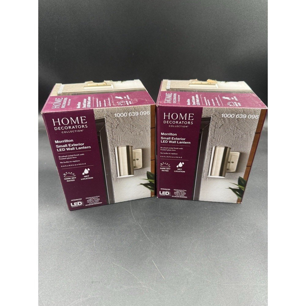 Set of 2 - Brushed Nickel LED Wall Lantern - Morrilton (NIB) MSRP $140